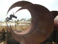Longboard hits the pipe